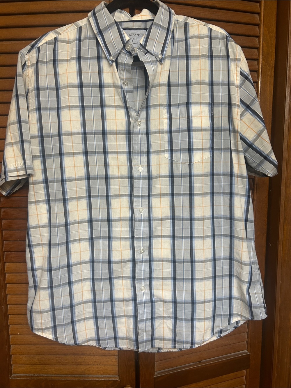 croft & barrow Short-Sleeve Plaid Button-Down Shirt — Blue, White, Orange